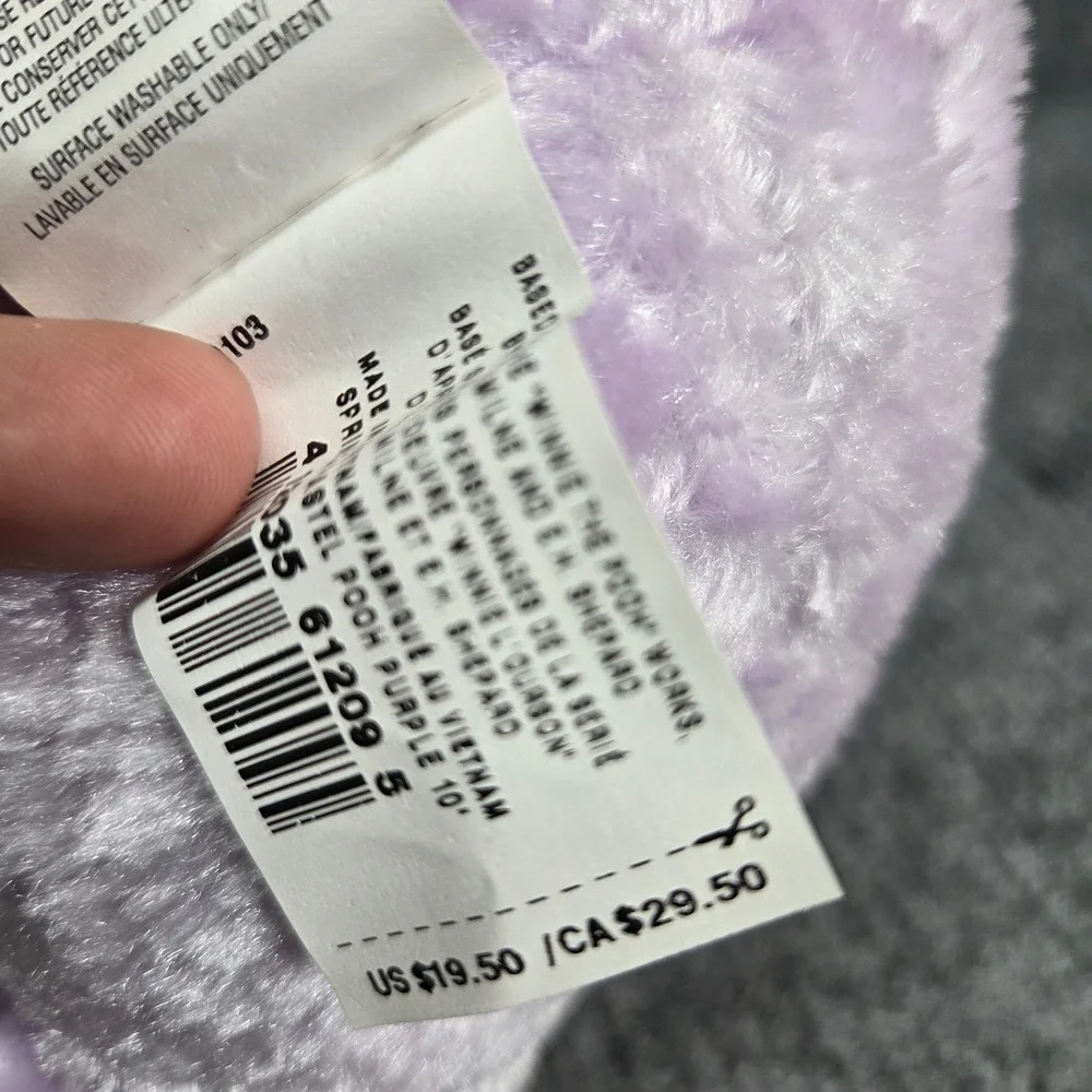 DISNEY Store Discontinued Winnie the Pooh Spring Pastel Purple 10